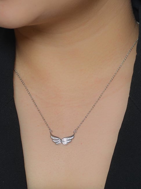 Fashion Retro Angel Wing Necklace Light Luxury Micro-set Pendant Simple  Design Stainless Steel Clavicle Chain Gift - AliExpress