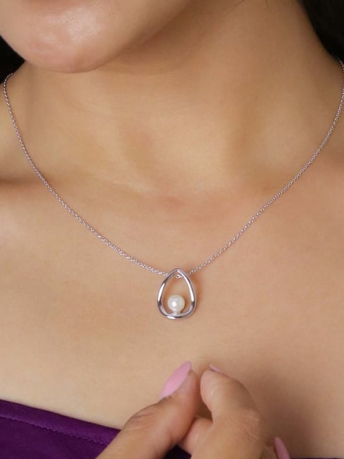Primal Silver Sterling Silver Rhodium-plated 7-8mm White Freshwater  Cultured Pearl Pendant Necklace - Walmart.com
