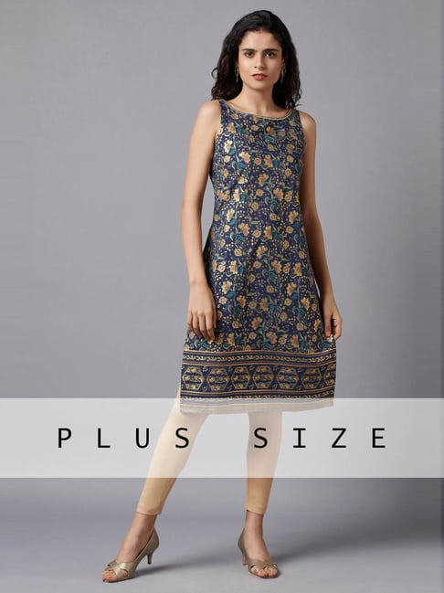 Aurelia Blue Floral Print Straight Kurta-picture-21