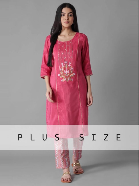 Aure by Aurelia Pink Embroidered Kurta Pant Set Price in India