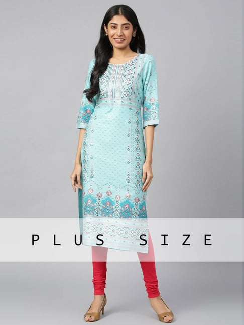 Aurelia Blue Floral Print Straight Kurta-picture-20
