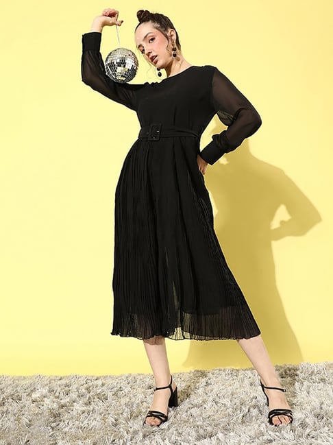 Buy Anvi Be Yourself Black Striped Jumpsuit With Belt for Women