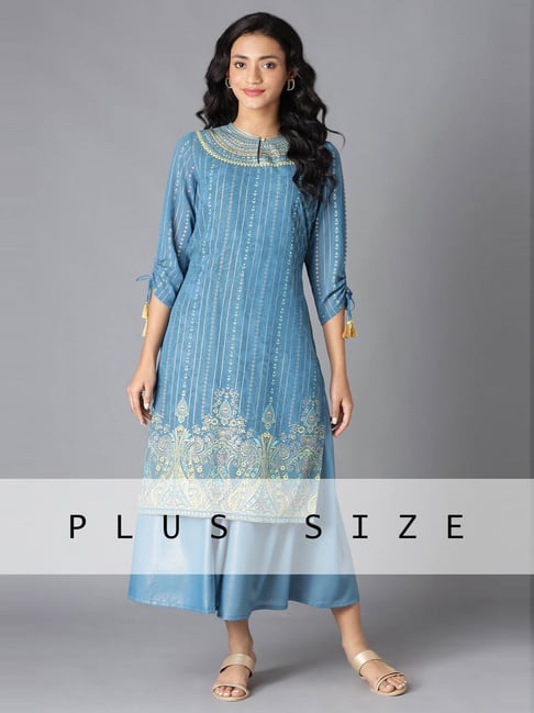 Aurelia Women Blue Floral Print Georgette Kurta with Shrug-picture-26
