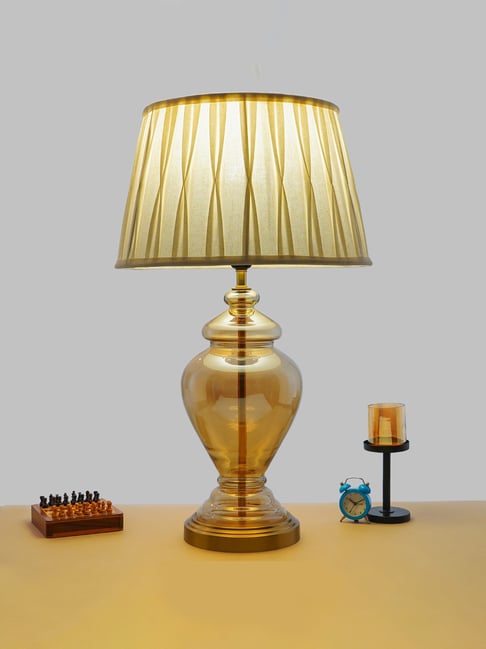 kapoor lamp shades Kapoor E Illuminations White & Antique Gold Glass Table Lamp - Set of 1-picture-46