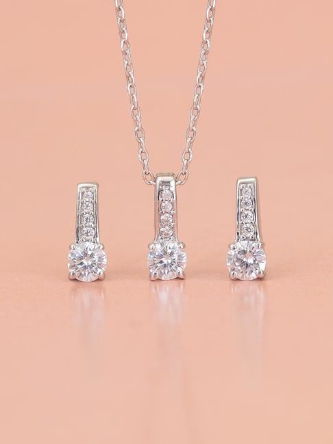 Ornate Jewels 92.5 Sterling Silver Pendant Set for Women