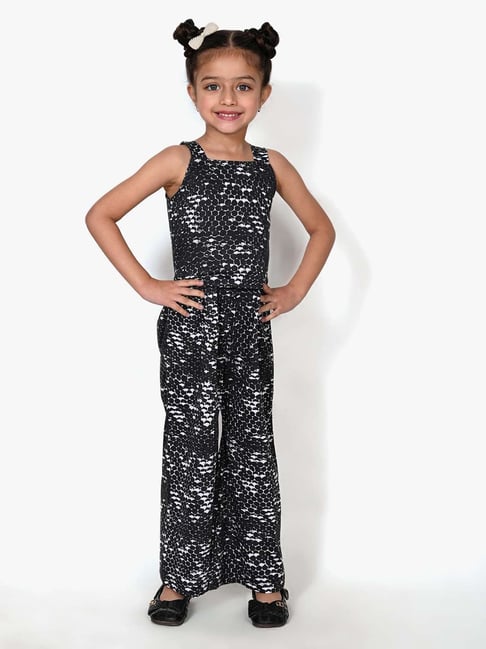 Buy Lilpicks Kids Black White Cotton Printed Jumpsuit for Girls