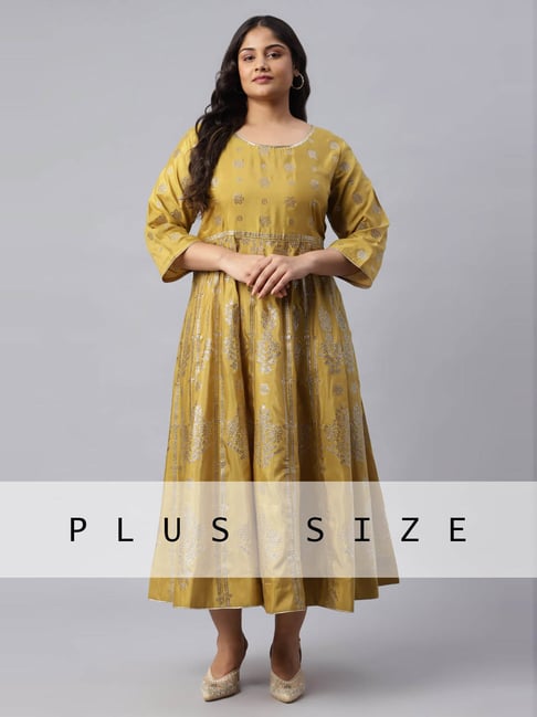 Buy W Dusky Yellow Printed Maxi Dress for Women Online Tata CLiQ