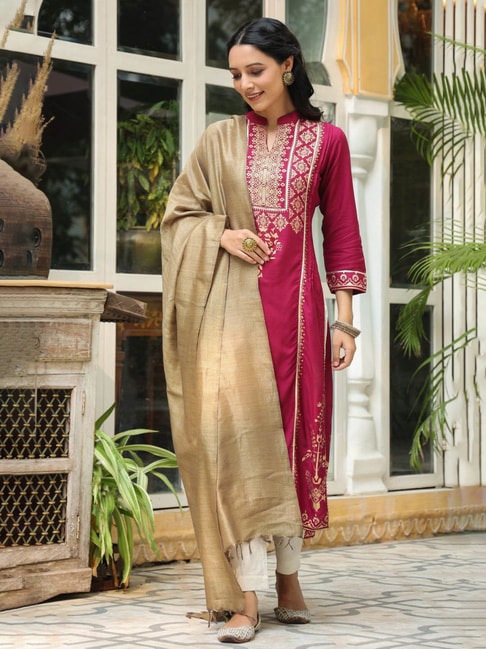 Pink printed cotton festive wear kurti set - G3-WPS02060 | G3fashion.com