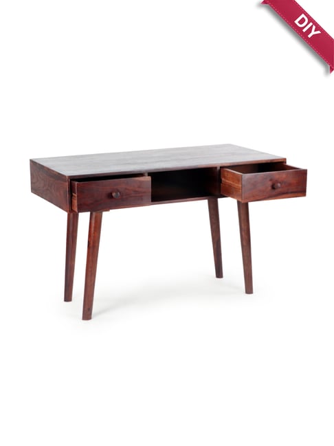 ExclusiveLane Andromeda Brown Sheesham Wood Handcrafted Study Table Walnut Finish