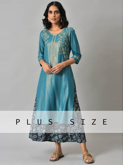 Aurelia Blue Zari Work Kurta Culottes Set Price in India