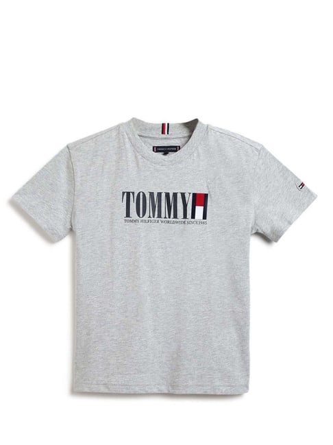 Tommy Hilfiger Kids Light Grey Heather Logo Regular Fit T-Shirt