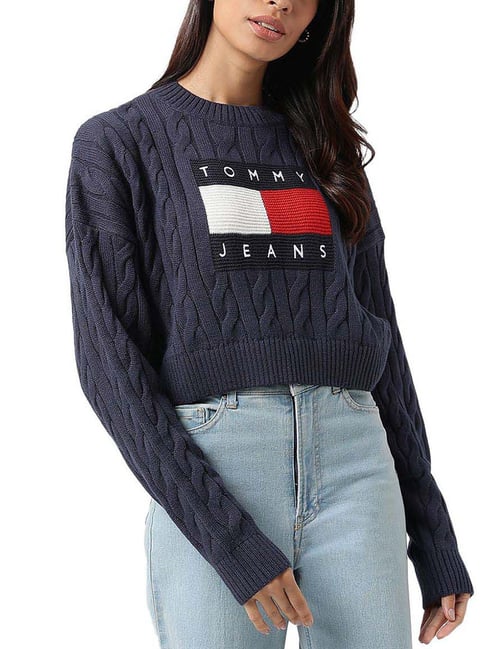 Buy Tommy Jeans Twilight Navy Logo Loose Fit Sweater for Women
