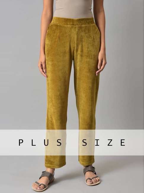 Urban Threads Plus velour wide leg trousers with piping in brown  ASOS