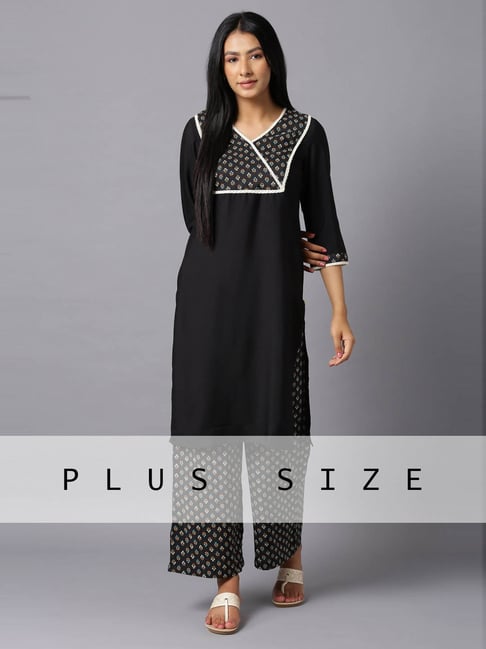 Aurelia Black Floral Print Kurta Palazzo Set-picture-11