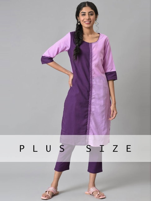 Buy Purple Kurta With Embroidery Online - Shop for W