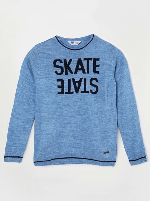 Fame Forever by Lifestyle Kids Blue Self Design Full Sleeves Sweater