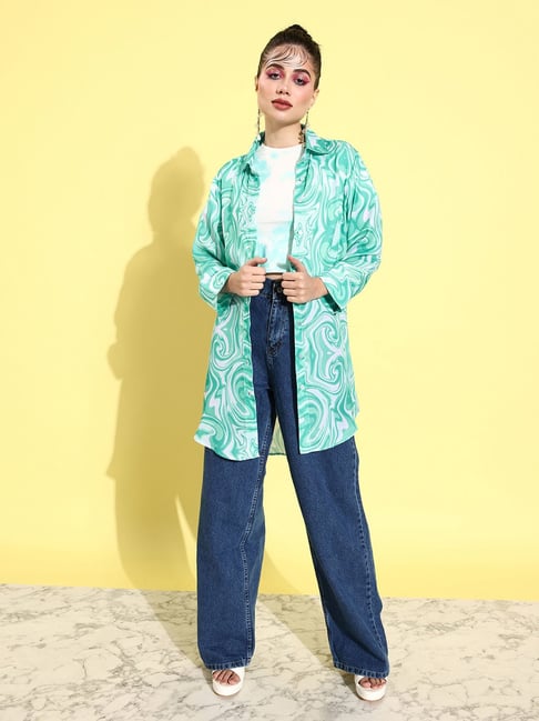 Anvi Be Yourself Green Printed Shirt-picture-15