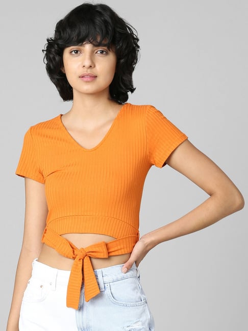 Buy Only Orange Regular Fit Crop Top for Women Online @ Tata CLiQ