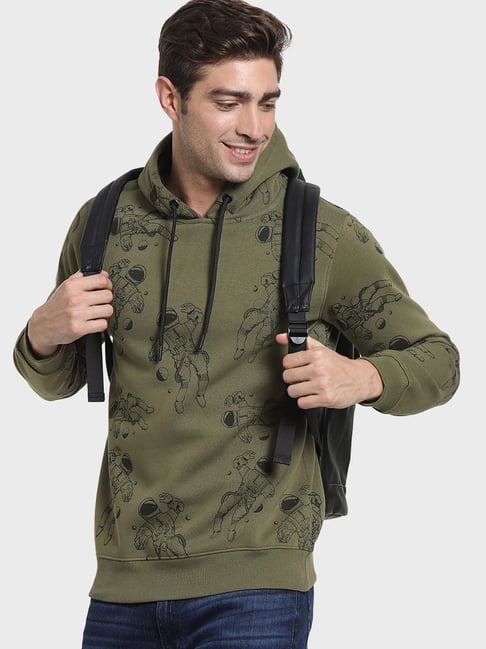 Buy Bewakoof Green Plus Size Regular fit Graphic Print Hoodies for