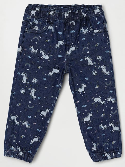 Juniors by Lifestyle Kids Blue Printed Jeans