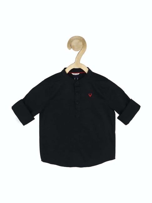 Allen Solly Junior Black Cotton Regular Fit Full Sleeves Shirt