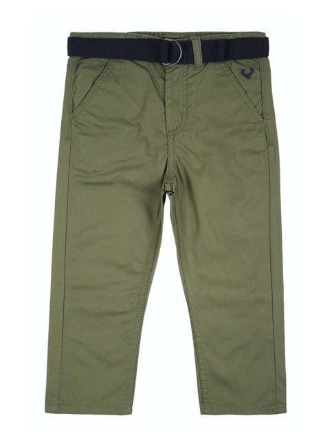 Allen Solly Junior Olive Green Cotton Regular Fit Trousers