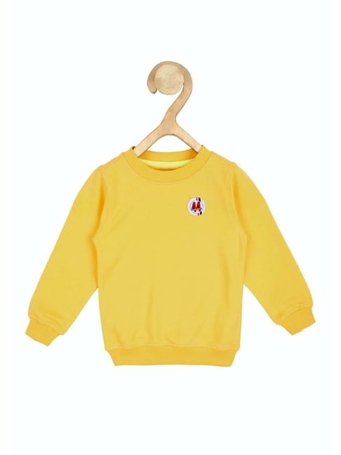 Allen Solly Junior Yellow Cotton Regular Fit Full Sleeves Sweatshirt