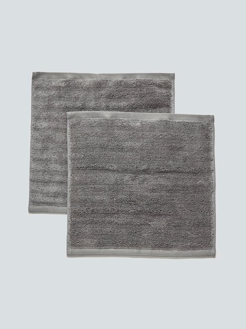 Buy Westside Home Grey Self-Striped Small 550GSM Face Towels Pack