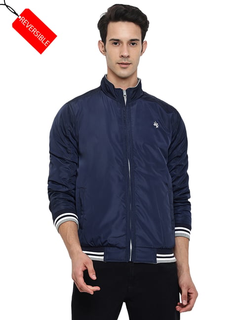 Cantabil Navy Regular Fit High Neck Reversible Jacket-picture-26