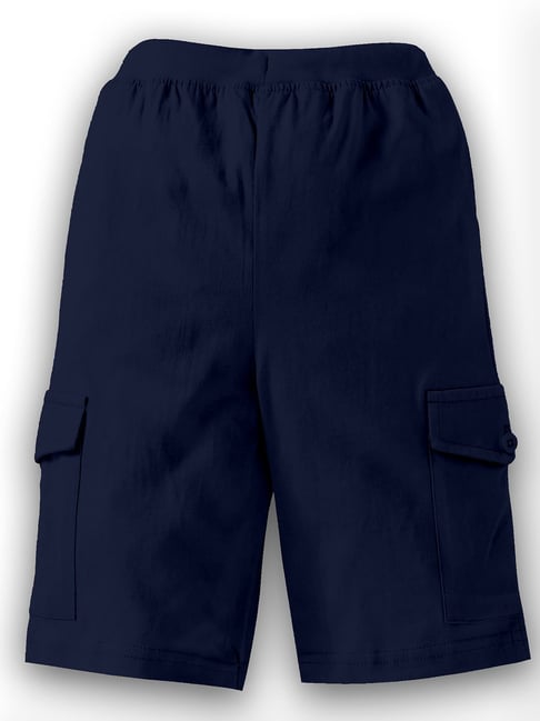 Kiddopanti Kids Navy Solid Cargo Shorts