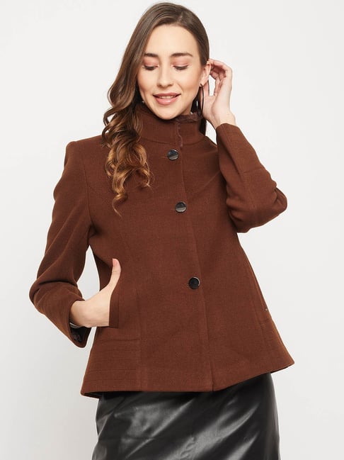 Buy Okane Coffee Brown Woollen Overcoat for Women's Online Tata CLiQ