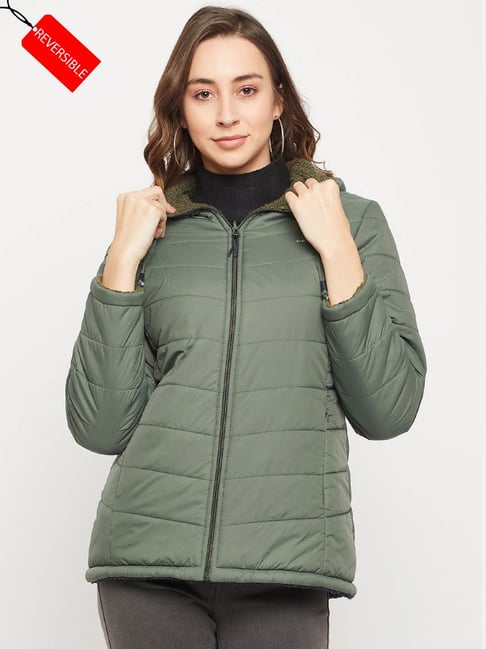 Buy Okane Green Color-Block Reversible Hooded Jacket for Women's Online @  Tata CLiQ