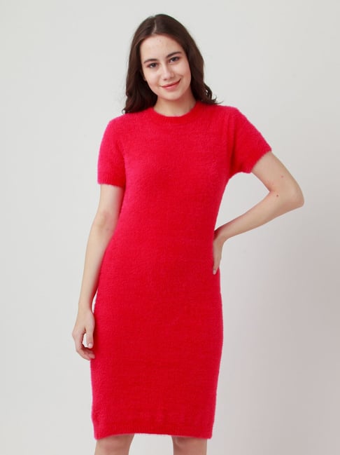 Zink London Pink Above Knee Bodycon Sweater Dress Price in India