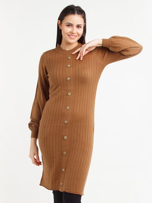 Buy Zink London Brown Mini Bodycon Sweater Cardigan for Women