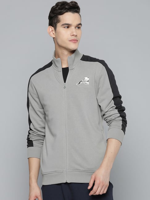 ALCIS Grey Regular Fit Self Pattern Sports Jacket