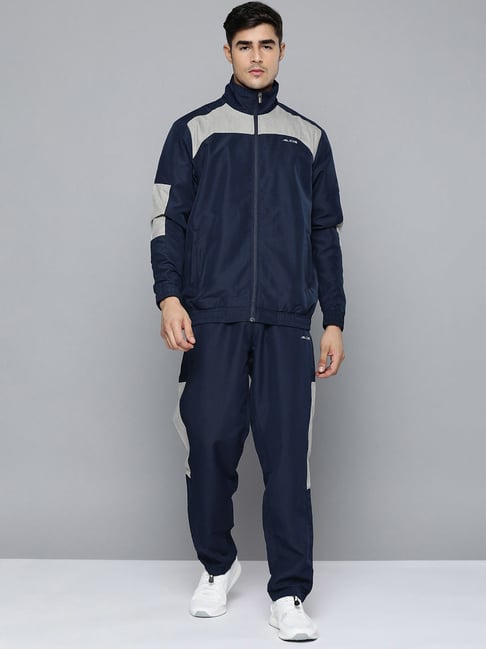 ALCIS Blue Slim Fit Self Pattern Tracksuits