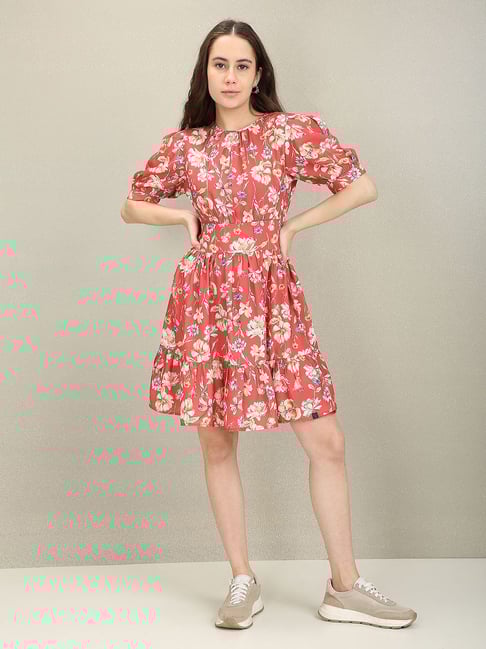 Polo Red Printed A Line Dress