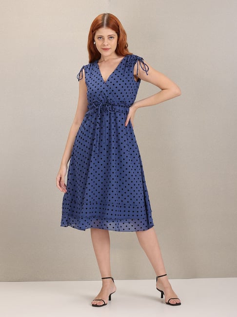 Buy Polo Blue Printed Wrap Dress for Women's Online