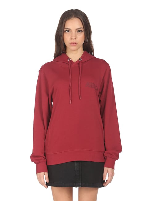 Aeropostale Maroon Cotton Printed Hoodie