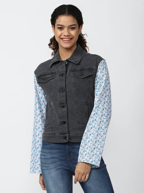 Blue Color Block Denim Jacket | Mellcure