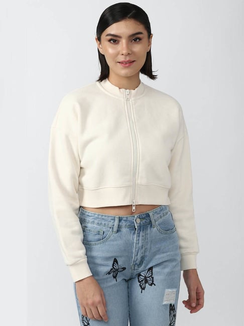 Buy Forever 21 Cream Front Open Sweatshirt for Women s Online