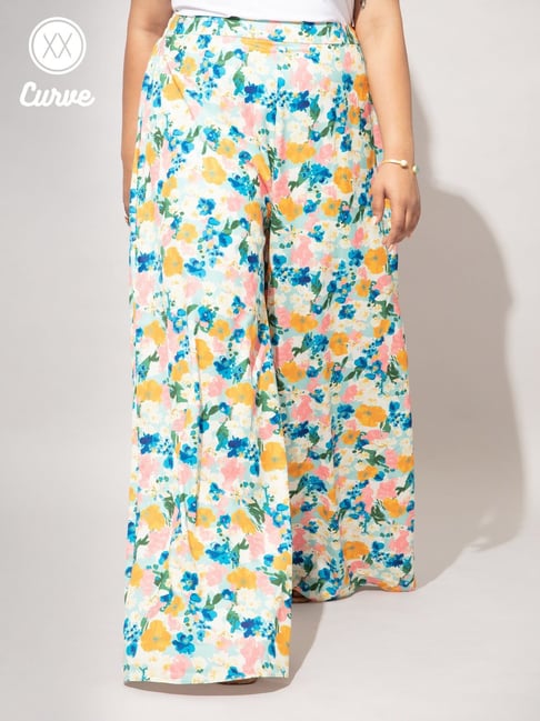 Buy Nectar Pink Floral Printed Straight Pants Online - W for Woman