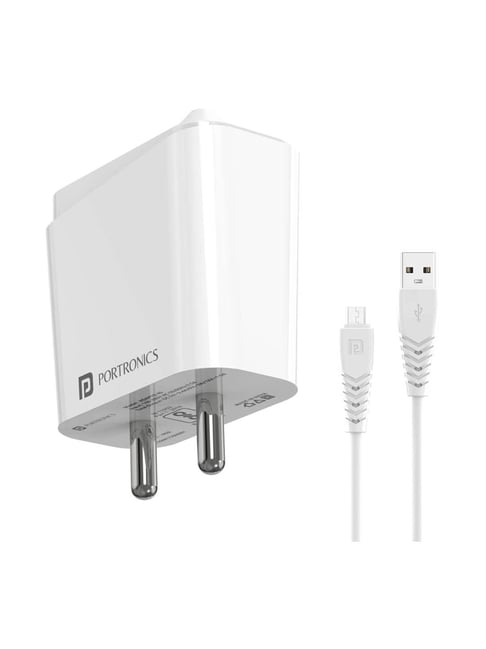 Portronics Adapto 41 M Charger with Micro USB Charging Cable (White)