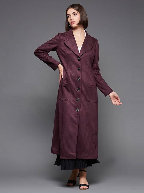 Solid High Neck Polyester Women's Coat