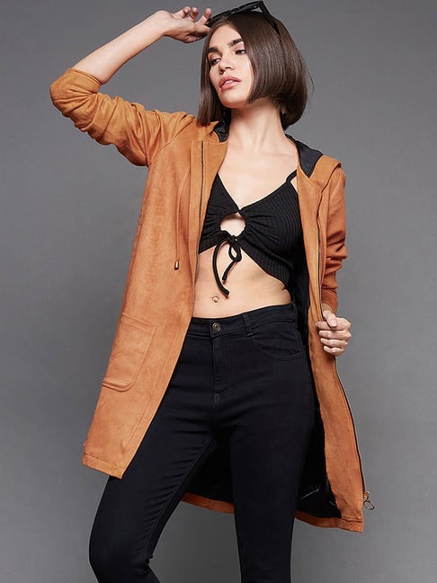 Miss Chase Orange Loose Fit Longline Jacket-picture-29