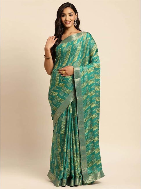 Rangita Green Printed Saree With Unstitched Blouse Price in India