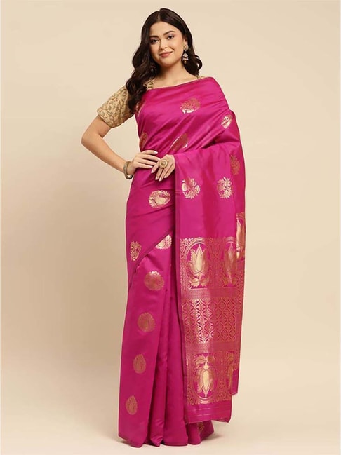 Rangita Pink Woven Saree With Unstitched Blouse Price in India