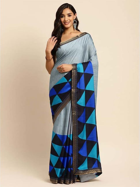 Rangita Grey Printed Saree With Unstitched Blouse Price in India