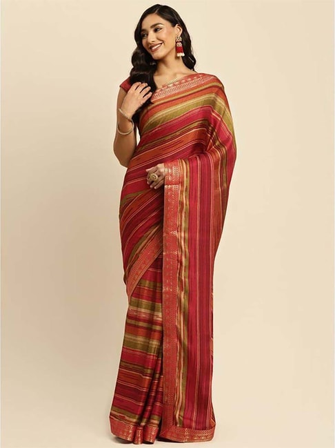 Rangita Multicolored Striped Saree With Unstitched Blouse Price in India