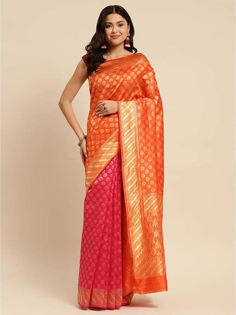 Rangita Pink Woven Saree With Unstitched Blouse Price in India